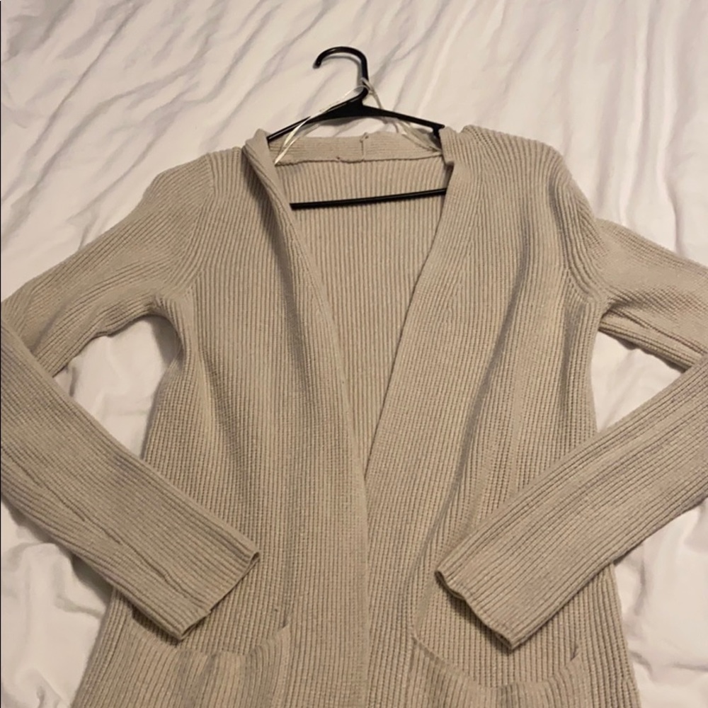 Ribbed long sleeve cream cardigan